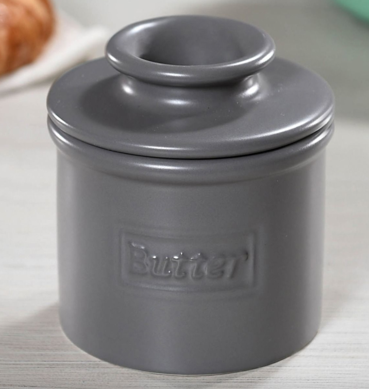Butter Bell Crock Cafe Matte Gray