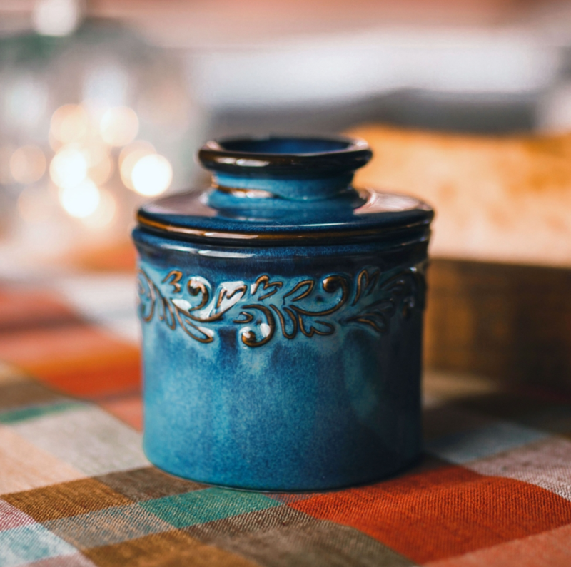 Butter Bell Crock Antique Denim Blue