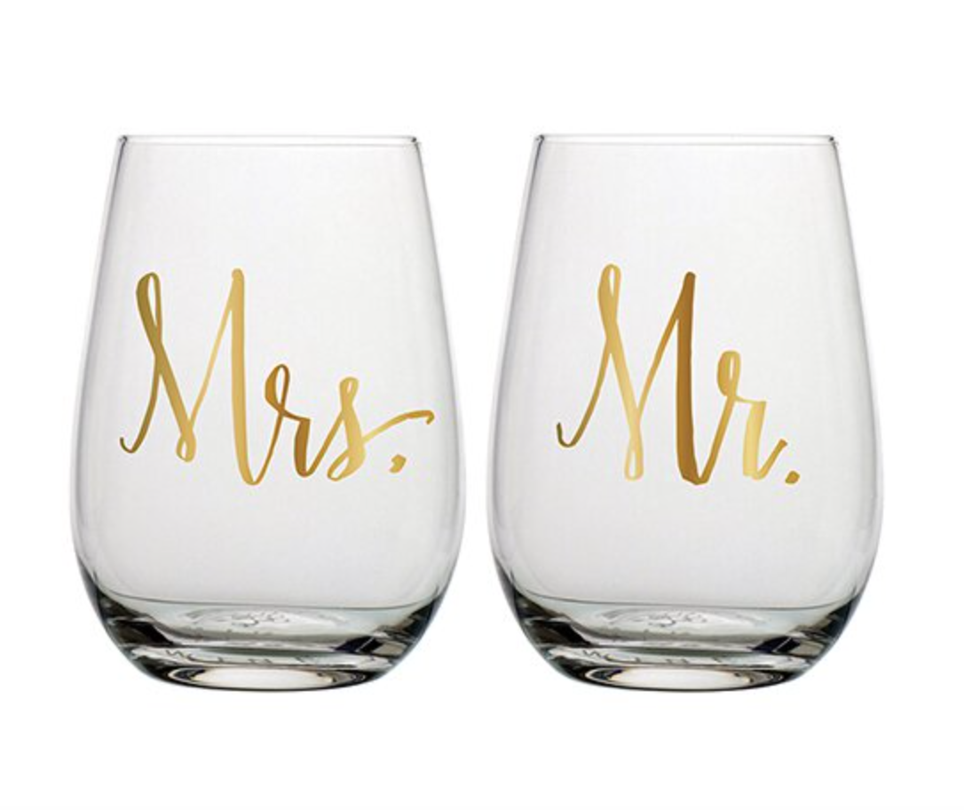 Stemless Wine Set - Mr. & Mrs.