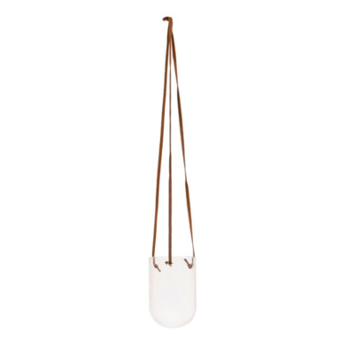 Glass Hanging Planter With Leather Hanger 3"