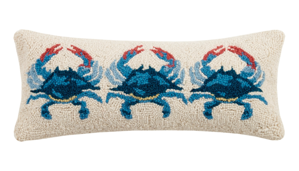 Lumbar Pillow Blue Crab 8x20