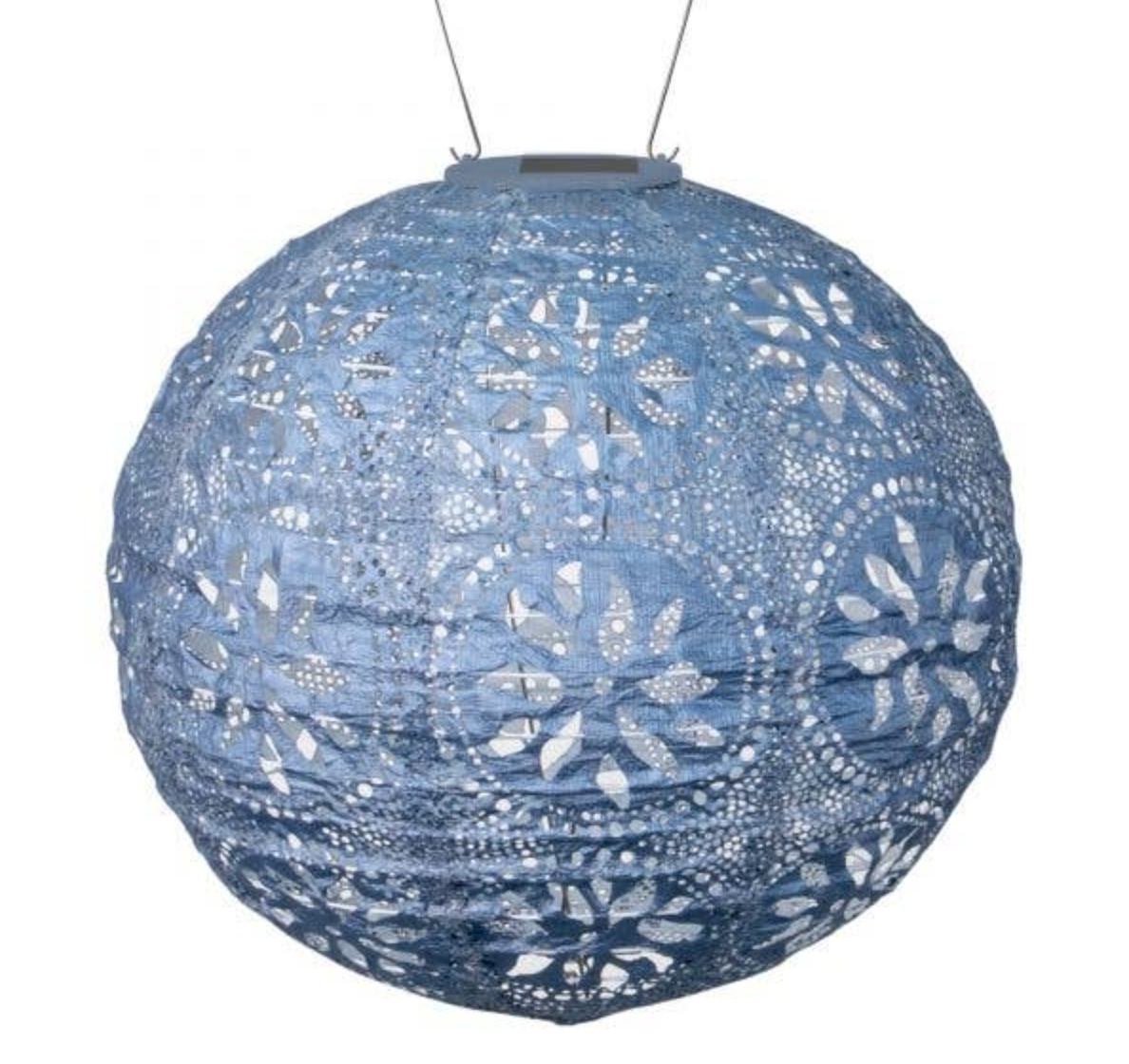 Solar Lantern Stella Globe Boho Metallic Blue 12"