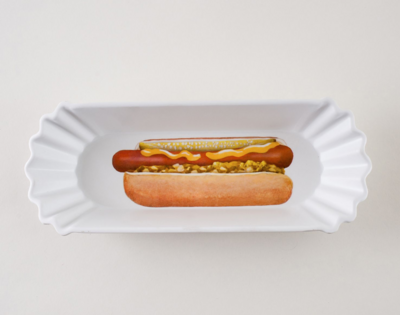 Picnic Hot Dog Tray Set Of Two  Melamine 8"