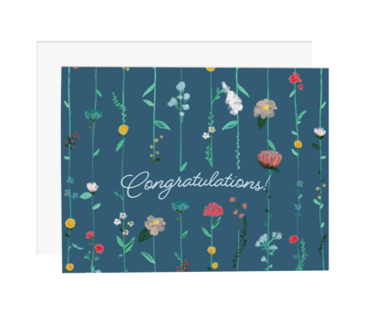Card Congrats Flowers Cascade