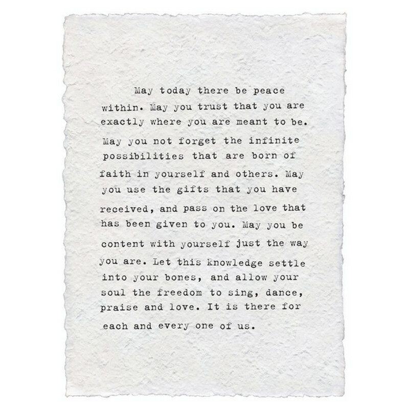 Handmade Paper Print May Today There Be Peace