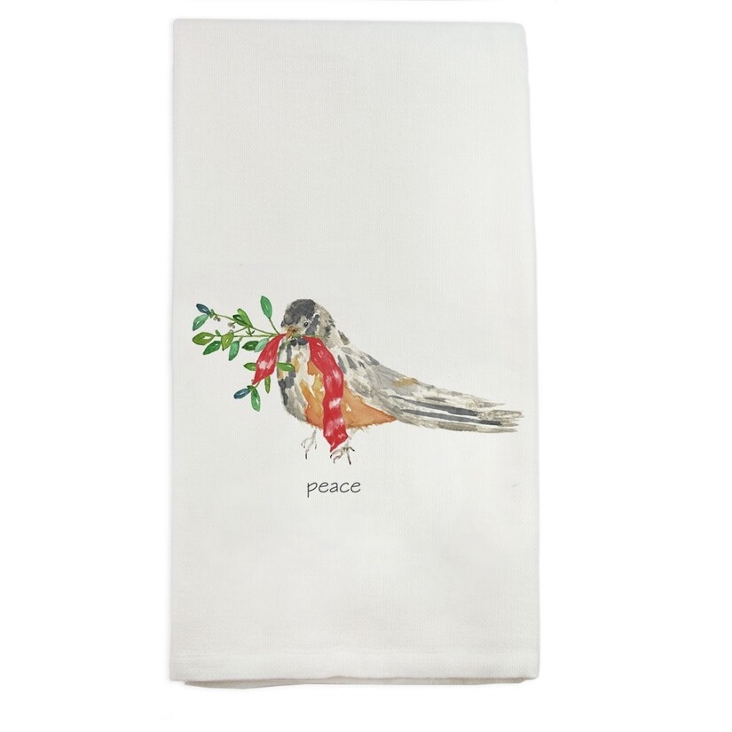 Cotton Tea Towel Bird With Peace 