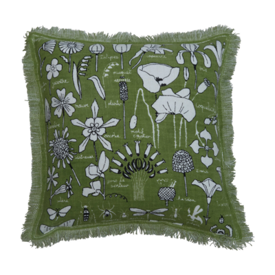 Square Green Embroidered  Pillow Final Sale
