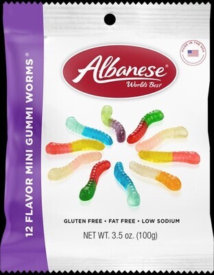 12 Flavor Mini Gummi Worms Purple Bag