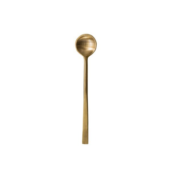 Brass Salt Spoon With Antique Finish 4.75&quot;