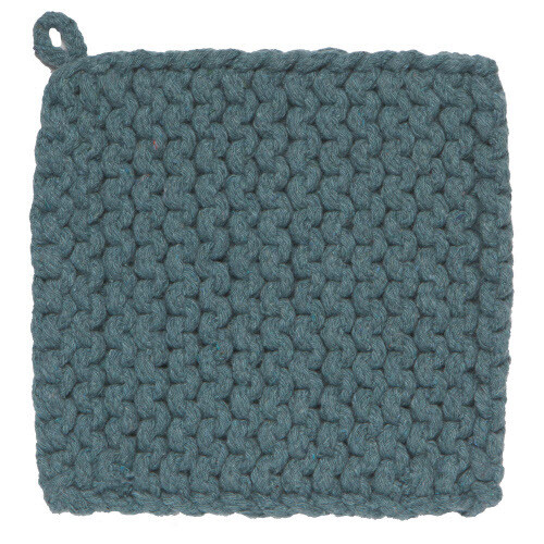 Hand Knit Cotton Potholder Trivet Lagoon