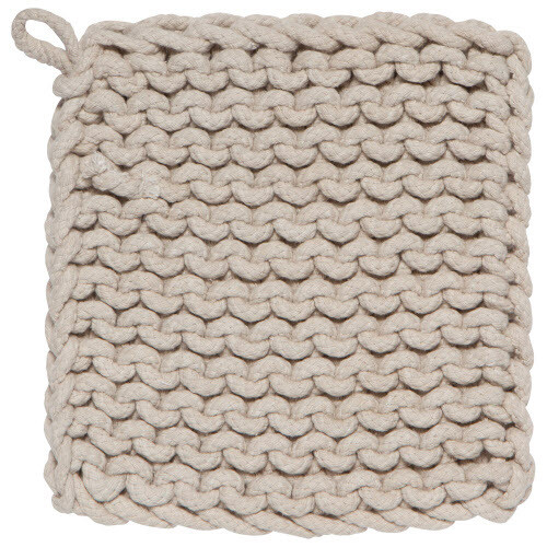 Hand Knit Cotton Potholder Trivet Dove Gray