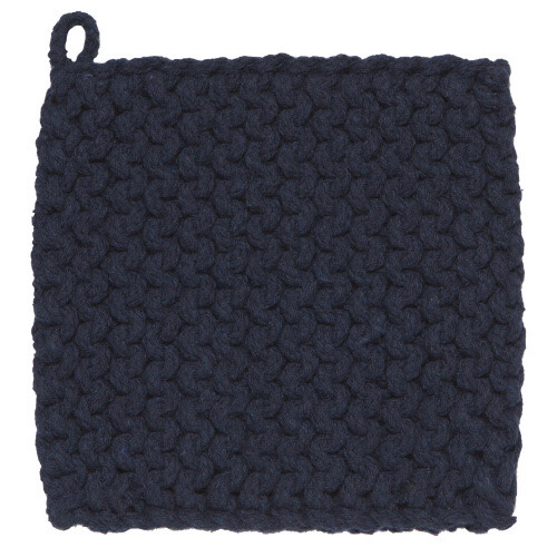 Hand Knit Cotton Potholder Trivet Midnight