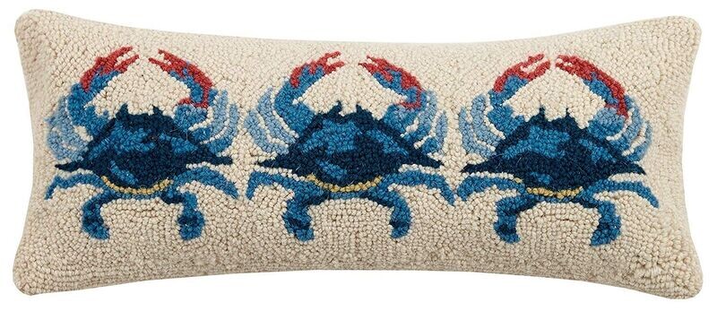 Lumbar Pillow Blue Crabs 8" x 20"