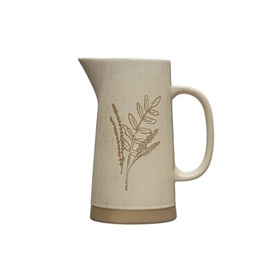 Cream Hand Dipped Pitcher With Floral Print