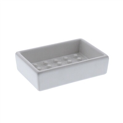 Ceramic Soap Dish Rectangle Matte White