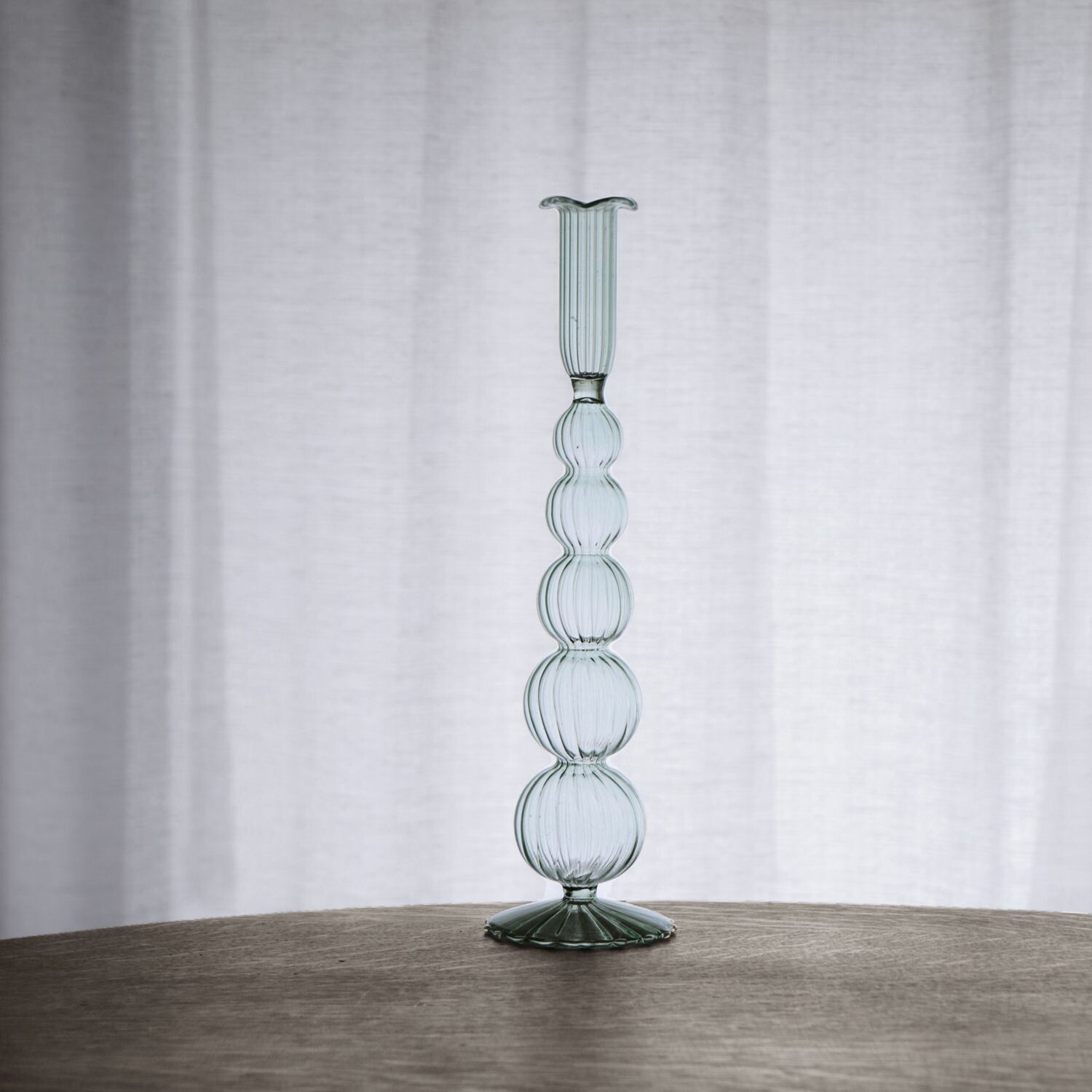 Light Green Glass Candlestick Holder  Cambridge Olivia 12&quot;