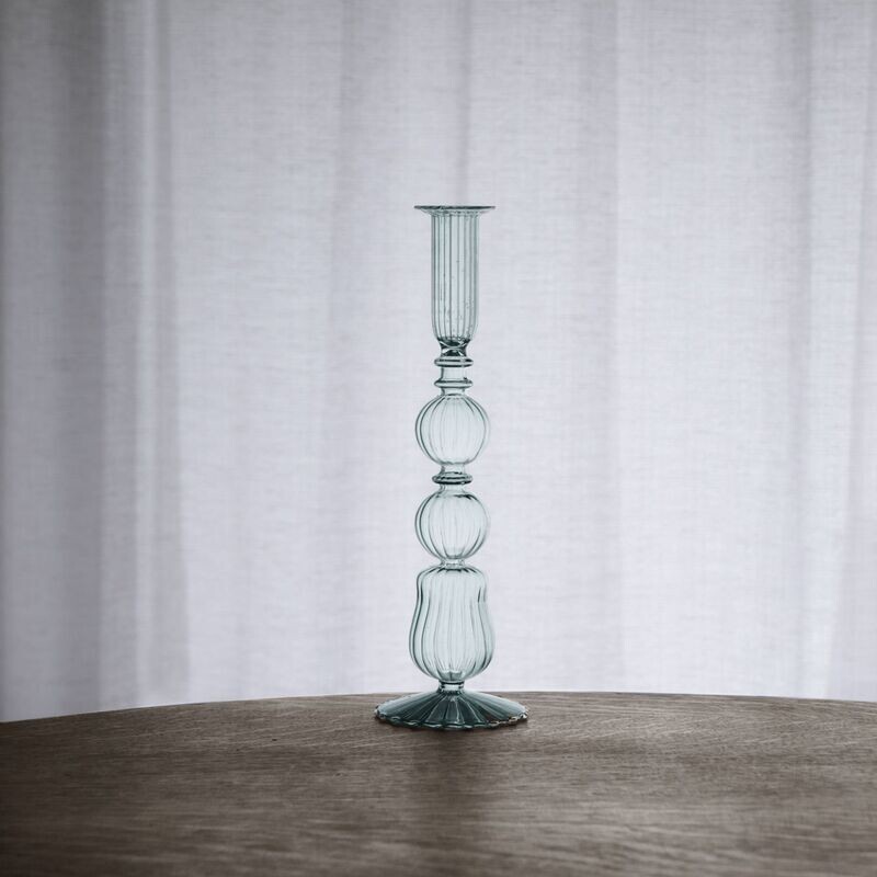 Light Green Glass Candlestick Cambridge  Emma 10.5&quot; FINAL SALE