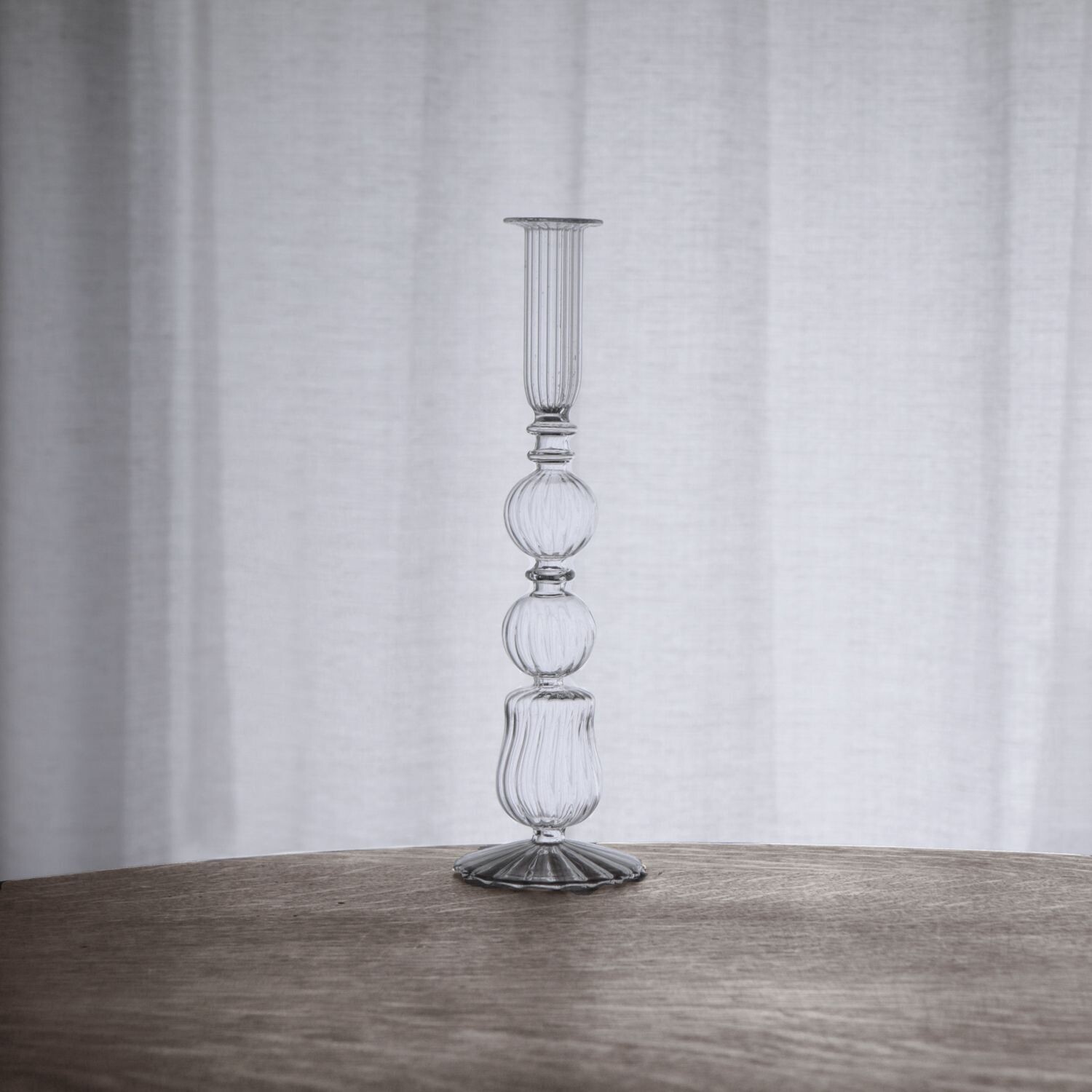 Clear Glass Candlestick Holder Emma 10.5&quot;