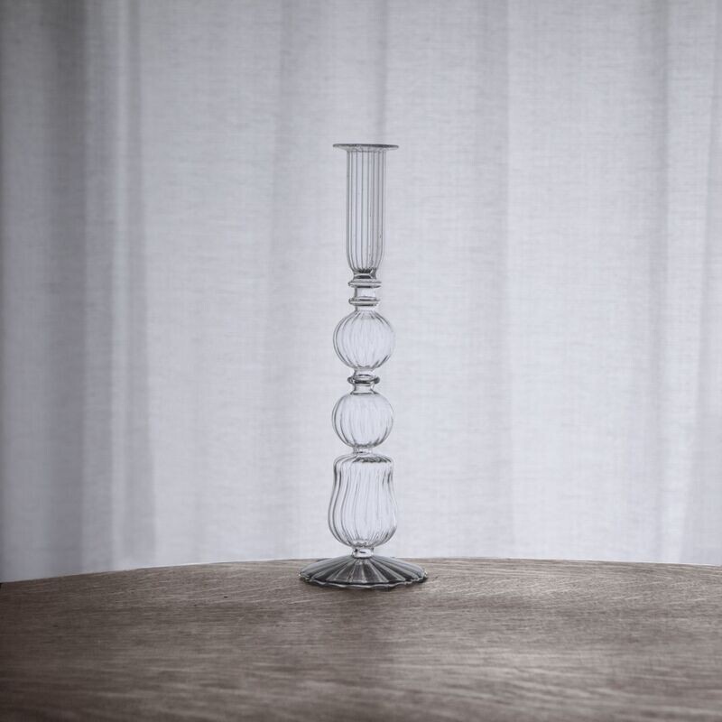 Clear Glass Candlestick Holder Emma 10.5&quot; FINAL SALE