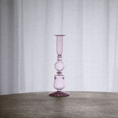Light Pink Glass Candlestick Cambridge Sophia 9&quot;