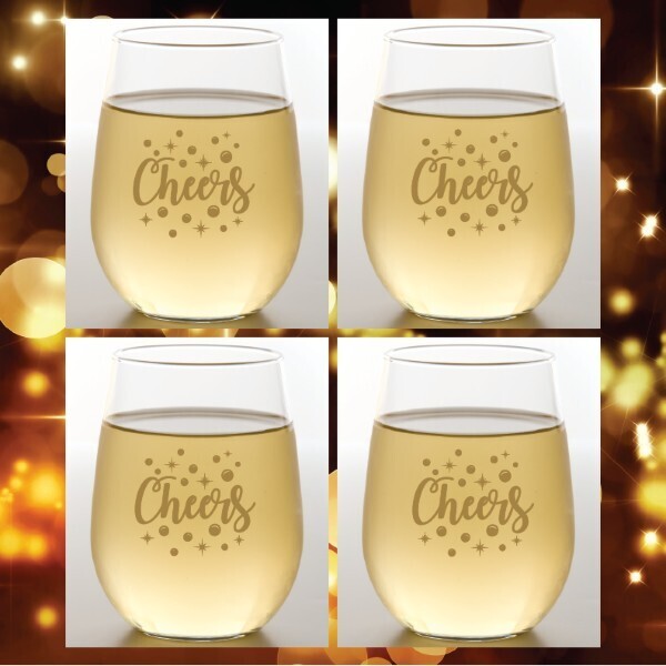 Shatterproof Wine Glasses Cheers Gold 4pk. Final Sale