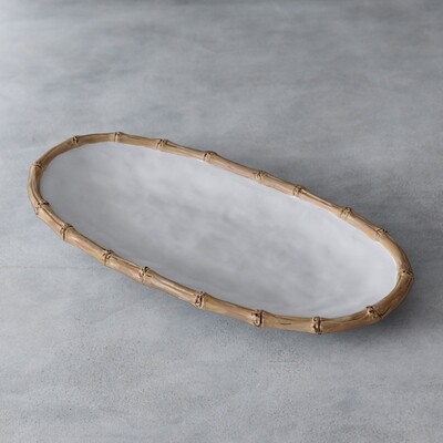 Vida Bamboo Medium Oval Platter White & Natural