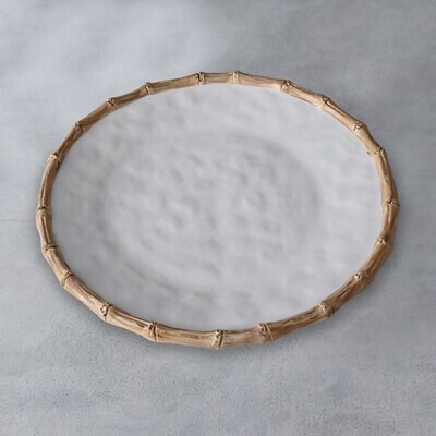Vida Bamboo Round Platter White & Natural