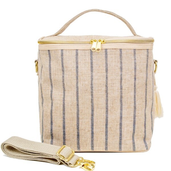 Lunch Cooler Slate Linen Pinstripe