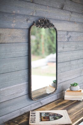Metal Rectangle Mirror With Flower Trim