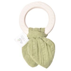 Teething Ring Natural Rubber With Green Muslin Tie