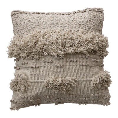 Square Bohemian Cotton Pillow With Fringe