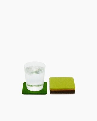 Wool Felt Coaster Square 4 Pack Forest