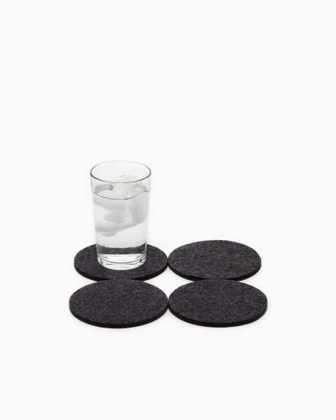 Wool Felt Coaster Round 4 Pack Charcoal