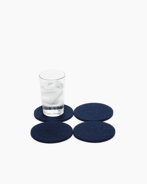 Wool Felt Coaster Round 4 Pack Marine