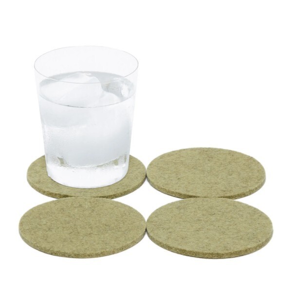 Wool Felt Coaster Round Set 4 Sage