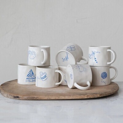White Mug With Blue Yarn Ball