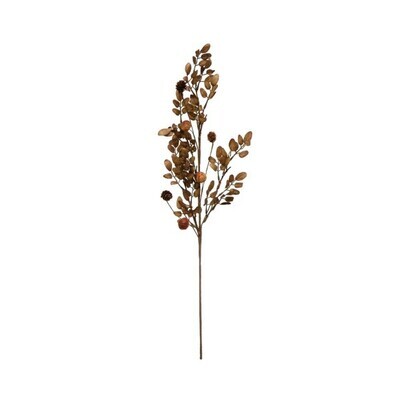 Faux Leaf Stem With Pinecones And Rose Hips