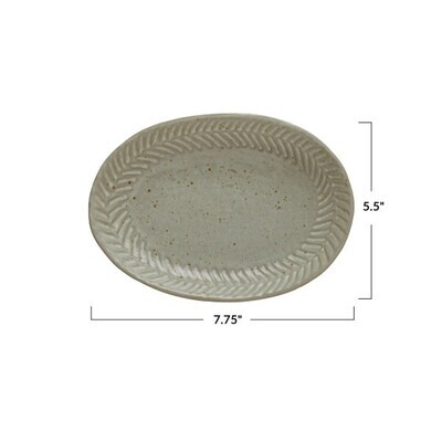 Stoneware Gray Plate 7 3/4" Long Gray