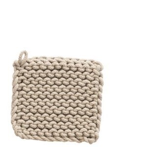 Hand Knit Cotton Potholder Trivet Taupe