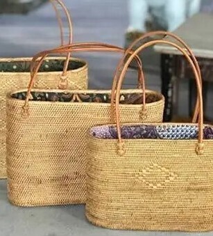 Handwoven Tote With Drawstring Top Medium