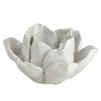 Lotus Tea Light Holder In White Handmade