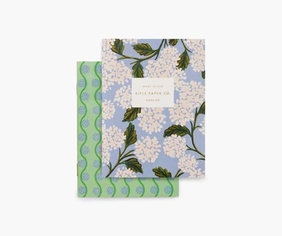 Rifle Paper Co. Pair Of 2 Pocket Notebooks Hydrangea