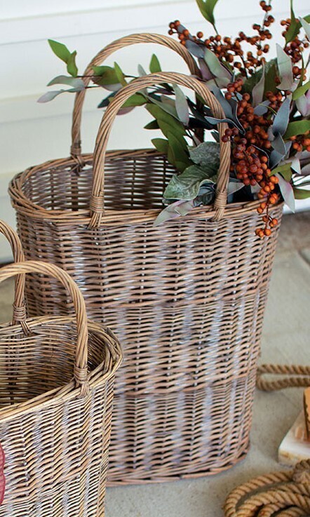 Wicker Basket Tall Oval Large