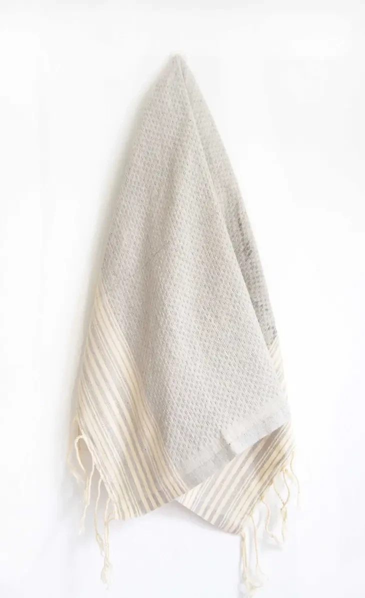 Hand Towel Honeycomb Pearl Grey And Off White