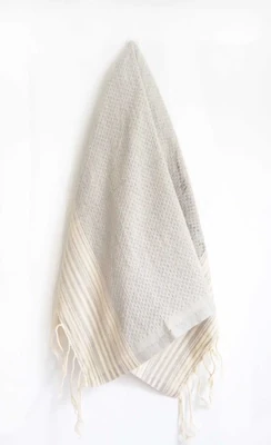 Hand Towel Honeycomb Pearl Grey And Off White