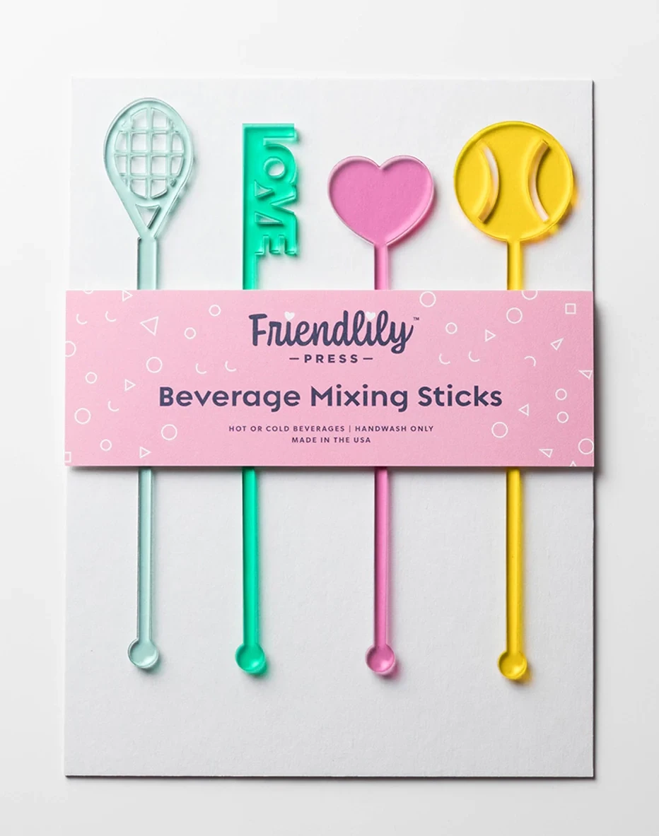 Beverage Mixing Sticks Tennis Set Of 4