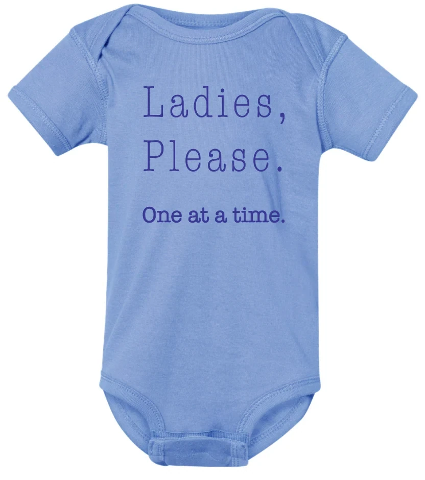Ladies Please Blue Baby Onesie 6 Months
