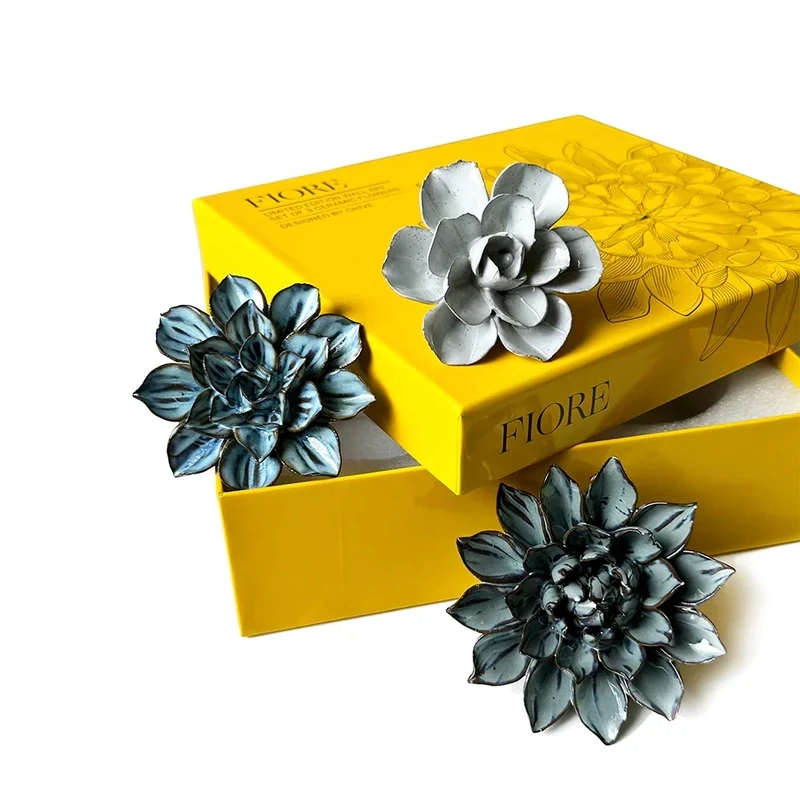 Set Of 3 Ceramic Flowers Fiore