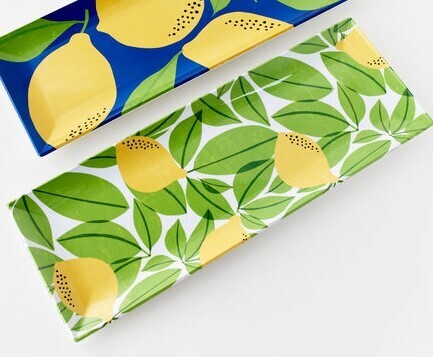 Melamine Lemon Platter With White Background 7.5&quot; x 21&quot;