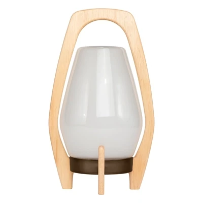 Glass Drifter Rechargeable LED Lantern With Portable Wood Frame